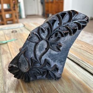Vintage Antique Hand Carved Chunky Wooden Textile Printing Block Stamp